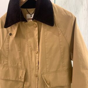 Lucky Brand Tan Corduroy Jacket with Brown Collar workwear jacket